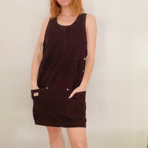 Vintage 90s Ki-Ko-Mo Black Corduroy Mini Dress